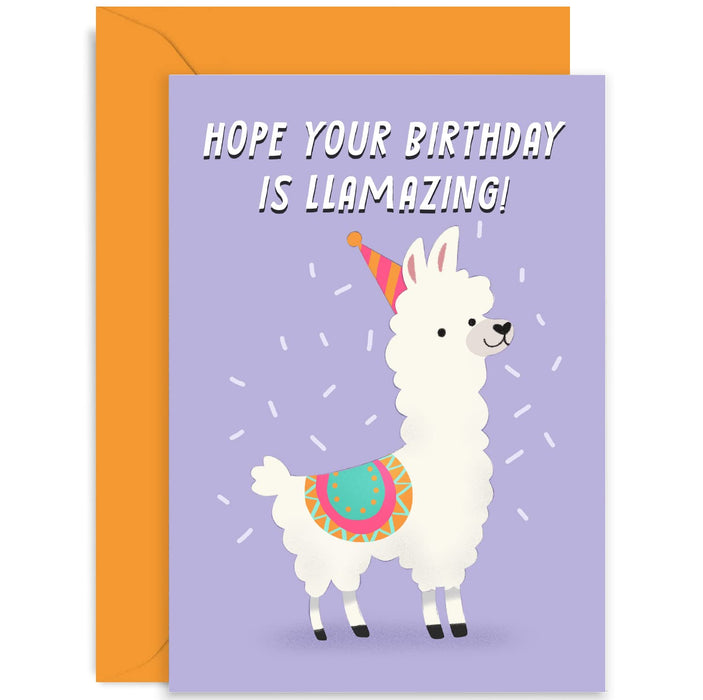 Old English Co. Cute Happy Birthday Card for Her - Funny Llama Llamazing Birthday Card Pun - Birthday Card for Sister, Girlfriend, Cousin, Niece | Blank Inside with Envelope