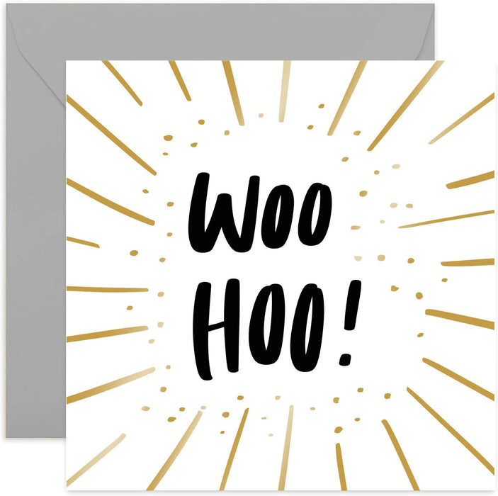 Old English Co. Woo Hoos Congratulations Confetti Card - Cute Gold Foil Sparkle for Him or Her | Card for Men and Women New Job, New Home, Exams | Blank Inside & Envelope Included