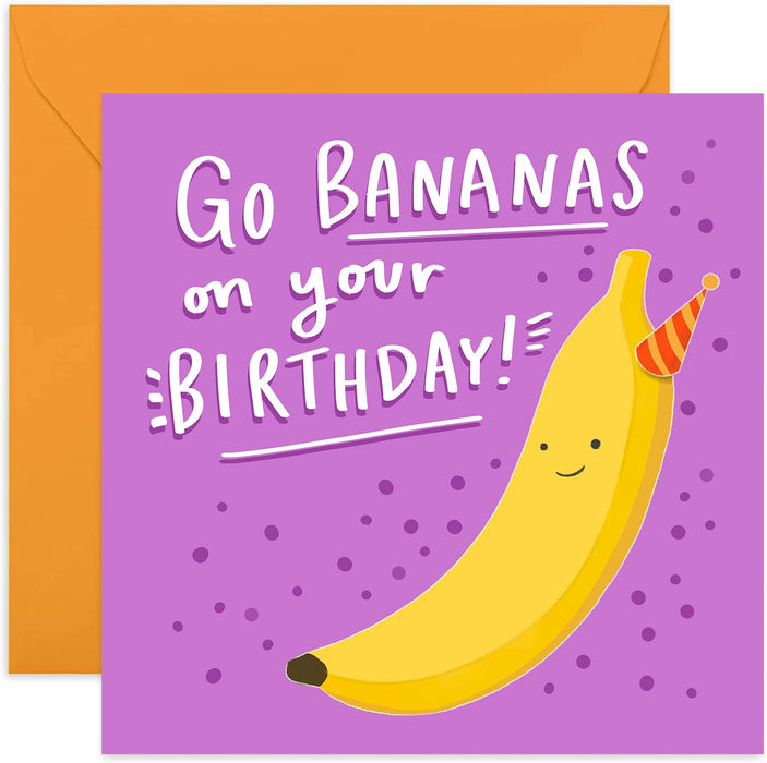 Old English Co. Go Bananas Funny Birthday Card for Him | Humour Silly Birthday Card for Men - Dad, Brother, Uncle, Nephew, Son | Blank Inside with Envelope