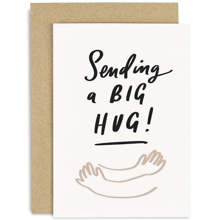 Old English Co. Cute Big Hug Card for Friends - Thinking Of You Card for Him Her - Sympathy Condolences Get Well Card | Blank Inside with Envelope