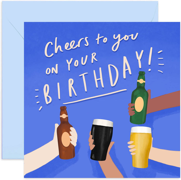 Old English Co. Cheers To You Birthday Card - Fun Beer Bottle Guiness Card For Men | Suitable for Him, Son, Brother, Nephew, Dad | Blank Inside & Envelope Included