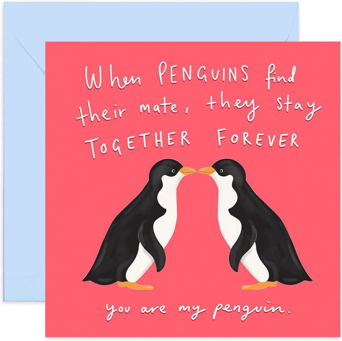 Old English Co. You Are My Penguin Card - Funny Cute Anniversary and Valentines Greeting Card for Men and Women | Girlfriend, Wife, Boyfriend, Husband, Partner | Blank Inside & Envelope Included