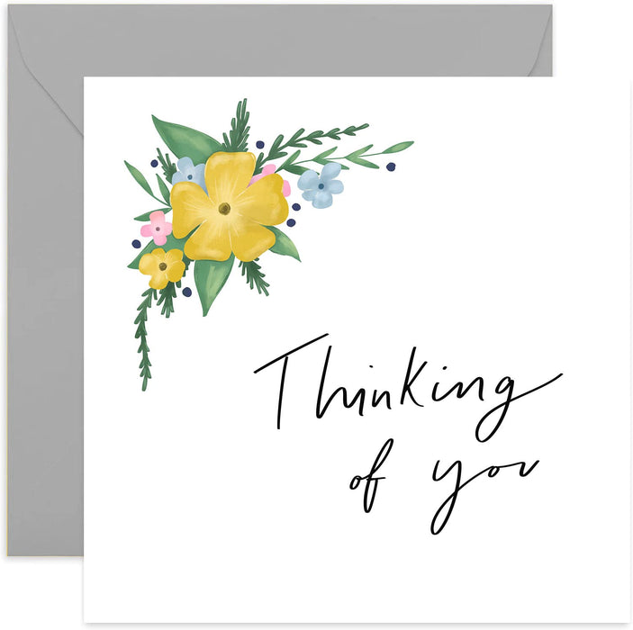 Old English Co. Flowers Thinking of You Card - Simple Neutral Floral Get Well Card | Sympathy, Sorry, Condolences | Suitable for Men and Women | Blank Inside & Envelope Included