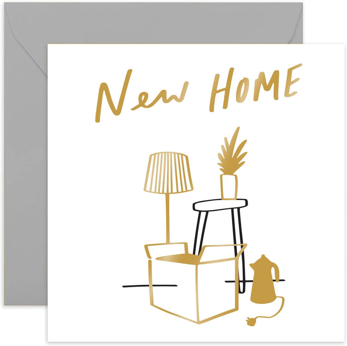 Old English Co. Unpacking Boxes New Home Card - Moving Out Card | New House and Housewarming Card | Blank Inside & Envelope Included