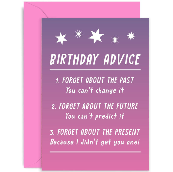 Old English Co. Funny Birthday Card for Her Him - Hilarious Birthday Advice for Men Women - Cute Birthday Card for Colleague, Friend, Family Member, Sister, Mum | Blank Inside with Envelope