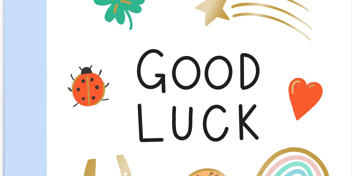 Old English Co. Good Luck Symbols Card - Fun Cute Superstitious Greetings  for Men and Women | Talisman Design for Him and Her | Blank Inside 