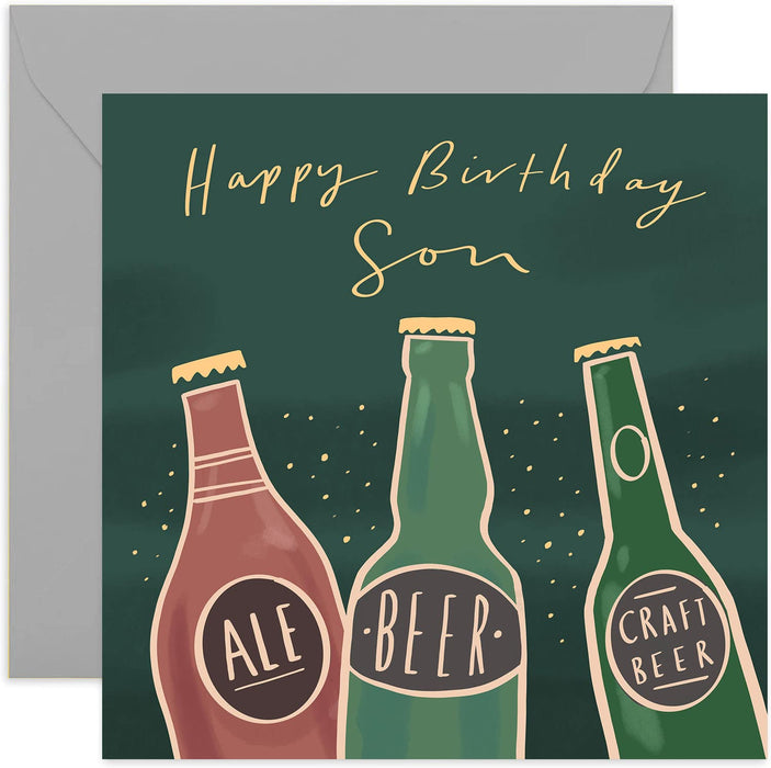 Old English Co. Beer and Ale Birthday Card - Fun Alchohol Birthday Card for Men | Nephew, Uncle, Stepdad | Blank Inside & Envelope Included