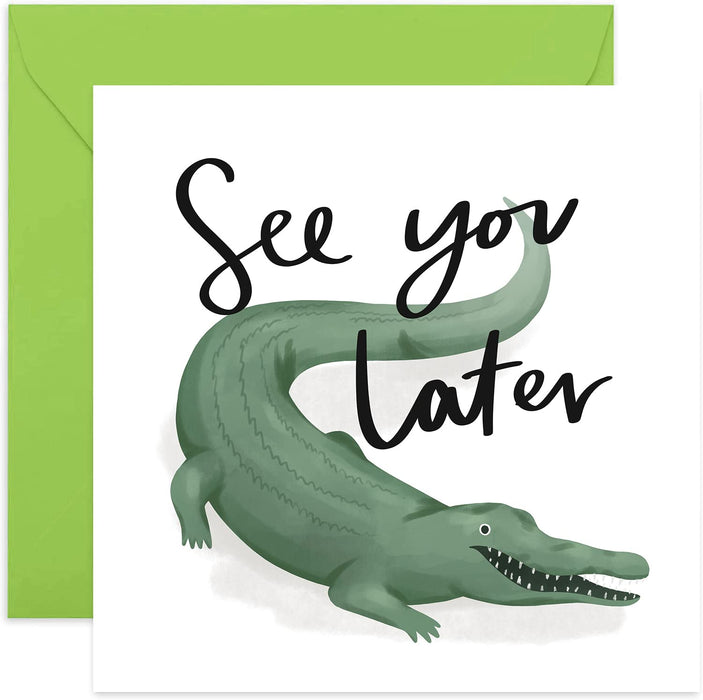 Old English Co. See You Later Alligator Card - Fun Joke Leaving Card for Men and Women | For Friends, Family, Colleague, Retirement, New Job, Promotion | Blank Inside & Envelope Included…