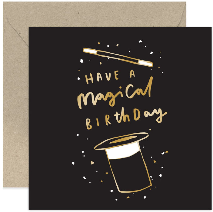 Old English Co. Magical Birthday Card for Him or Her - Gold Foil Fun Illustrated Birthday Card for Teenage Boy | Stylish Card for Men and Women | Blank Inside & Envelope Included