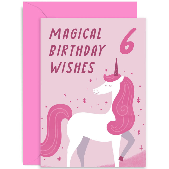 Old English Co. Fun Unicorn Magical Birthday Wishes Card for Daughter Her - Birthday Year Old Birthday Card for Girl Boy | Pink Unicorn Gift for Birthday Party | Blank Inside with Envelope (2nd)