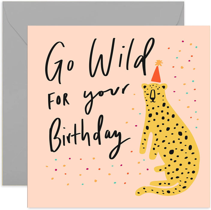 Old English Co. Go Wild Leopard Birthday Card - Birthday Cards for Women | Wildlife Animal Card For Her | Sister, Girlfriend, Daughter | Blank Inside & Envelope Included