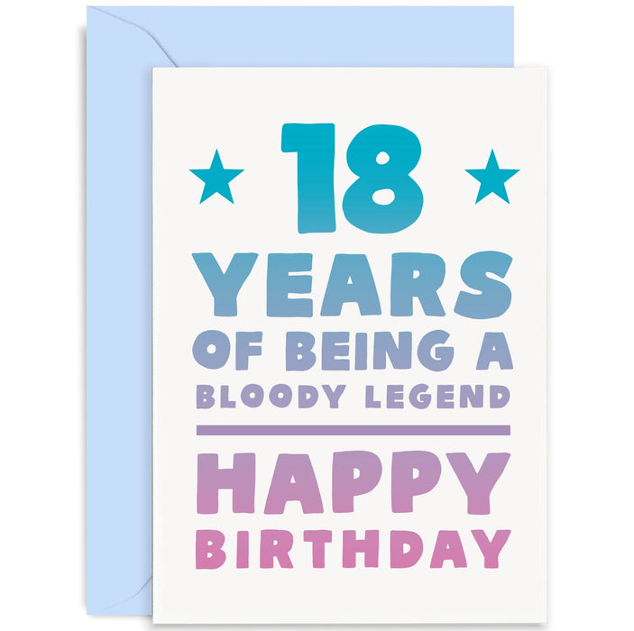 Old English Co. Fun 18th Birthday Card for Son or Daughter - 18 Years Of Being A Bloody Legend Eighteenth Birthday Card for Him or Her - Brother, Sister, Niece, Nephew | Blank Inside with Envelope