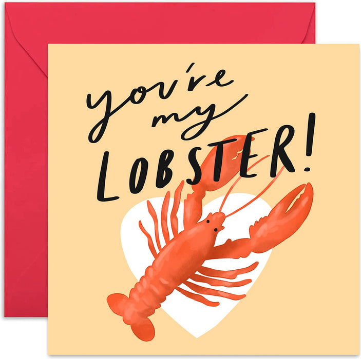 Old English Co. You're My Lobster Funny Valentine's Card - Romantic Wedding Anniversary for Husband, Wife, Girlfriend, Boyfriend, Parents | Blank Inside & Envelope Included