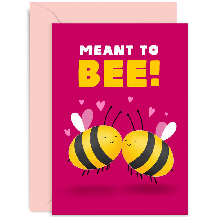 Old English Co. Meant To Bee Anniversary Card for Husband Wife - Cute Bee Valentine's Card for Boyfriend or Girlfriend | Blank Inside with Envelope