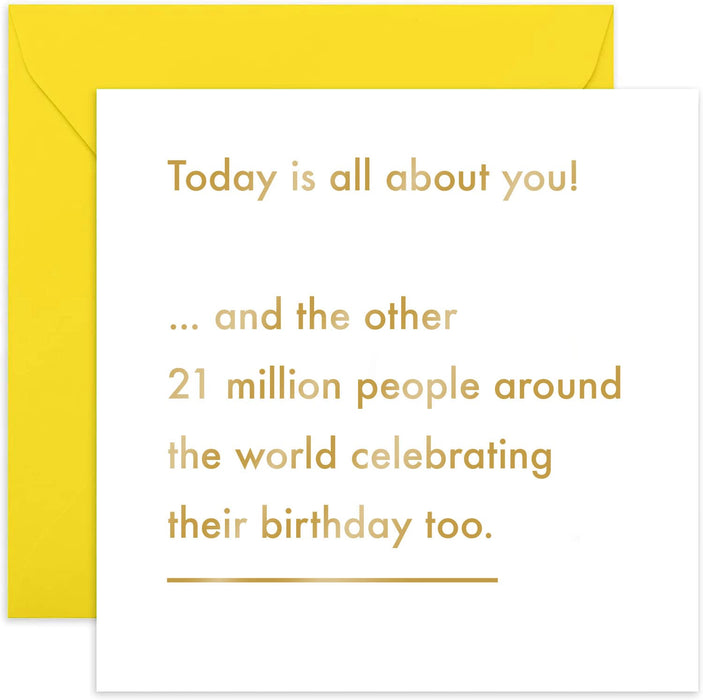 Old English Co. 21 Million Peoples Birthday Card - Funny Joke Greeting Card for Men and Women | Humorous Birthday Wishes for Sister, Brother, Best Friend, Him, Her | Blank Inside & Envelope Included