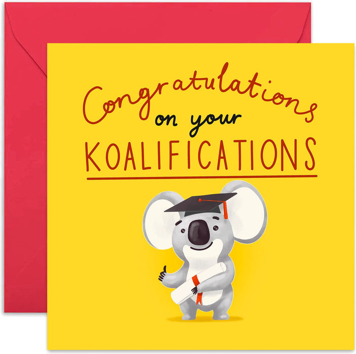 Old English Co. Congratulations Graduation Koala Card - Funny Pun Animal Greeting Card for Him and Her | Passed University College Exam, School Results, Driving Test | Blank Inside & Envelope Included