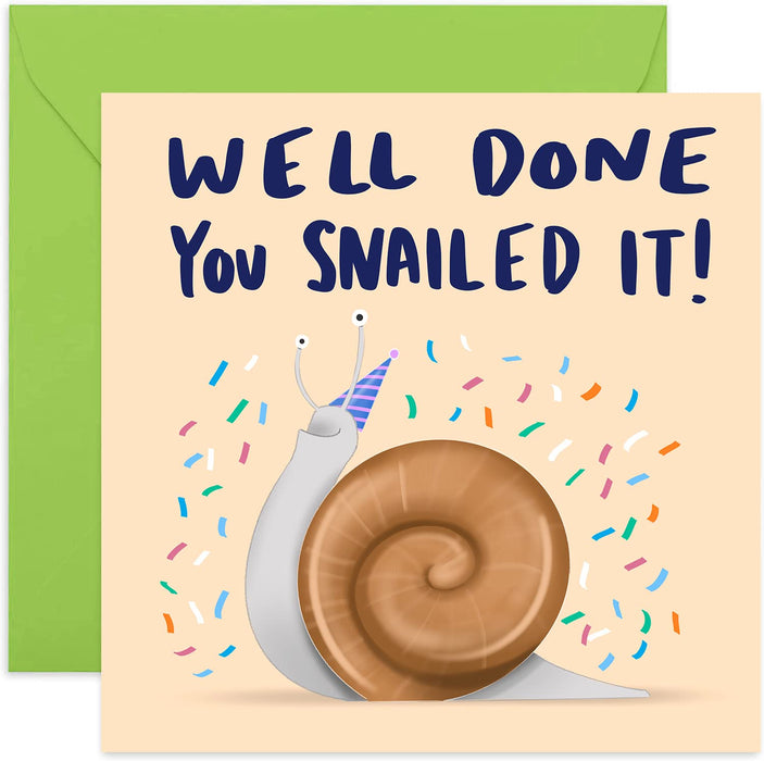 Old English Co. You Snailed It Well Done Card for Men Women - Funny Congratulations Card for Him or Her | Driving Test, Passed Exams, University, New Job, Graduation | Blank Inside & Envelope Included