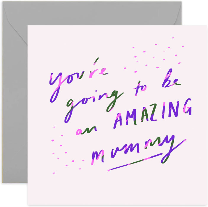 Old English Co. Neon Pink Beautiful Mummy To Be Card - Expecting Parents Greeting Card | Baby Due, Pregnancy, Baby Shower | Blank Inside & Envelope Included (Amazing Mummy)
