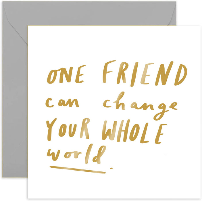 Old English Co. One Friend Card - Gold Foil | Friendship Card for Men and Women | Birthday or Just Because for Bestie, BFF | Blank Inside & Envelope Included