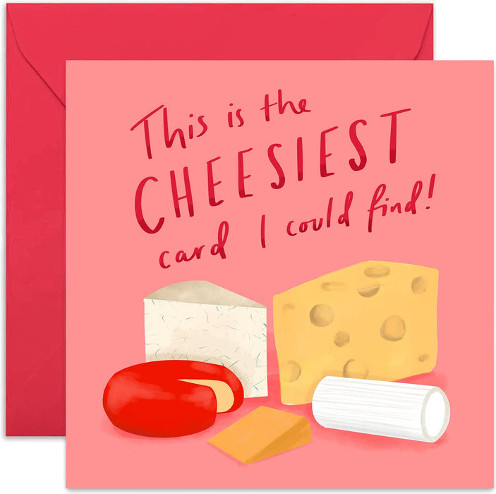 Old English Co. Cheesiest Card - Funny Cheese Pun Anniversary Card For Wife, Husband, Girlfriend, Boyfriend, Partner | Cheesy Card For Men and Women | Blank Inside & Envelope Included