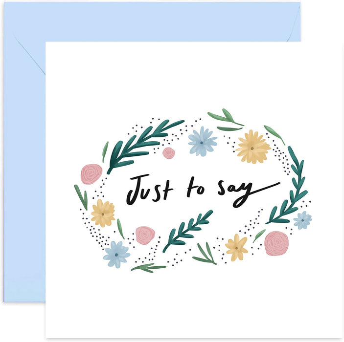Old English Co. Just To Say Friendship Floral Card - Pastel Floral Berries Greeting Card for Him, Her, Them | Thank You, Get Well, Thinking of You, Sympathy | Blank Inside & Envelope Included