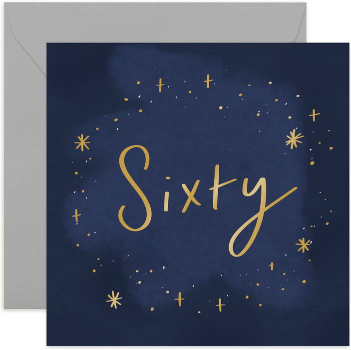 Old English Co. Stars 60th Birthday Card - Stylish Gold Foil Sixtieth Celebrations Greeting Card for Her or Him | Sixty Card For Men and Women | Blank Inside & Envelope Included (60th)