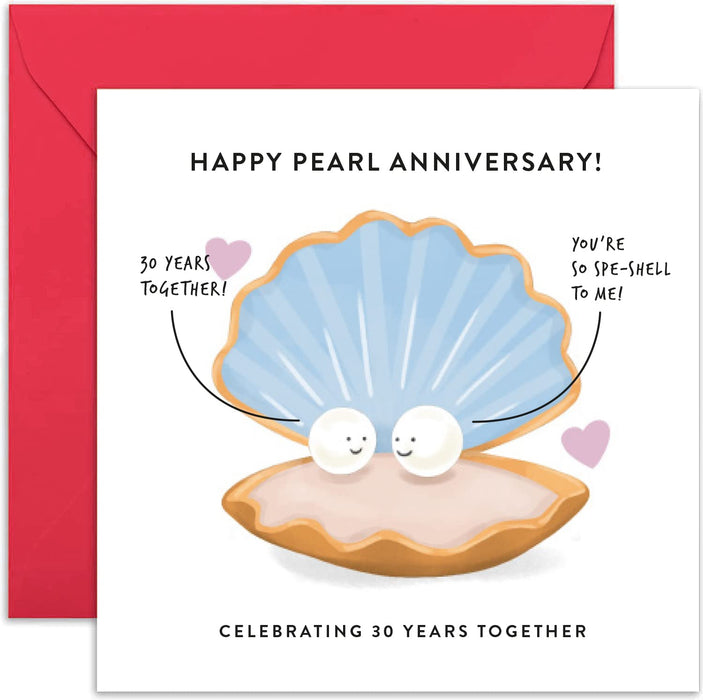 Old English Co. 30th Wedding Anniversary Card for Husband and Wife - Cute Funny Pearl Anniversary Greeting Card | Joke Humour Thirtieth Anniversary for Him and Her | Blank Inside & Envelope Included