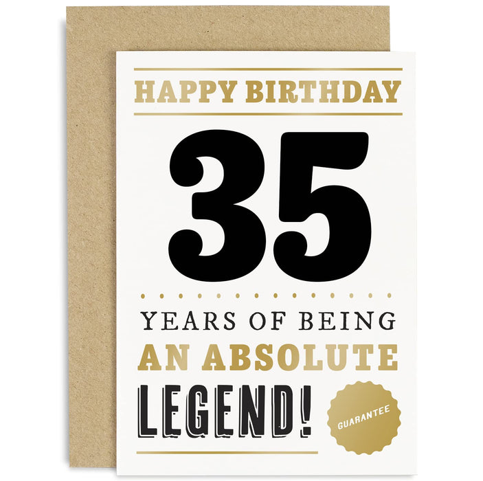 Old English Co. Funny 35th Birthday Card for Men Women - 35 Years Absolute Legend Greeting Card for Him Her | Humour Age Thirty Fifth Birthday Gift for Brother, Son, Sister, Daughter, Friend