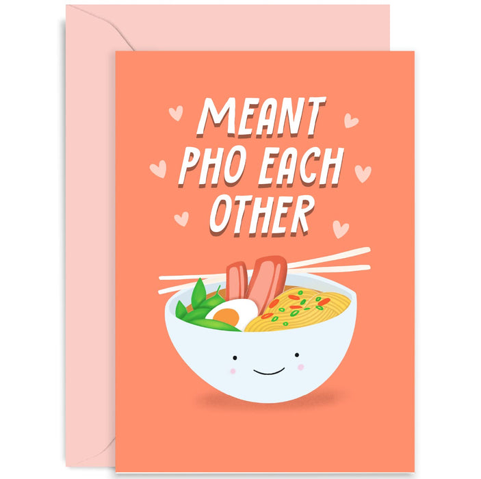 Old English Co. Cute Anniversary Card For Him Her - Funny Meant Pho Each Other Pun Card - For Wife Husband Girlfriend Boyfriend | Blank Inside with Envelope