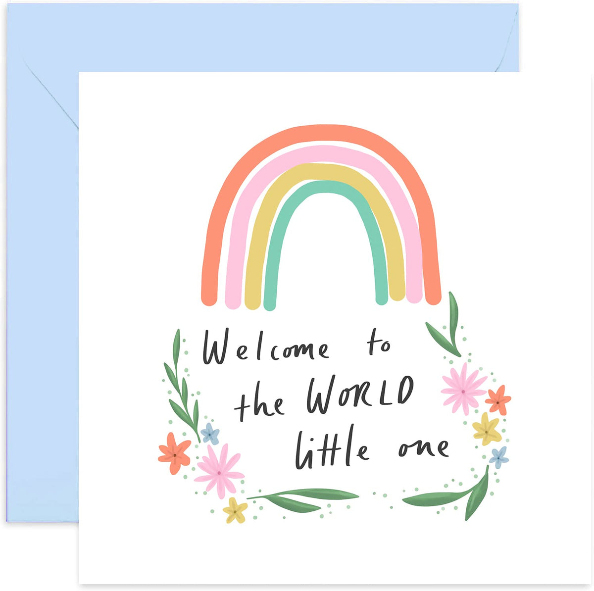 Old English Co Welcome To The World New Baby Card Cute Nursery Flow 