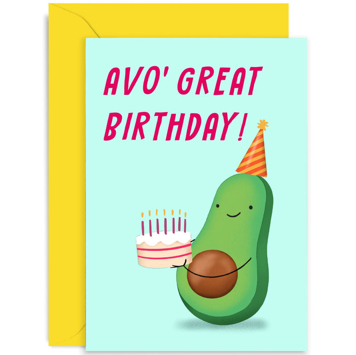 Old English Co. Funny Avocado Birthday Card for Him Her - Hilarious Avocado Birthday Pun - Joke Happy Birthday Card for Brother, Sister, Mum, Dad, Son, Daughter | Blank Inside with Envelope