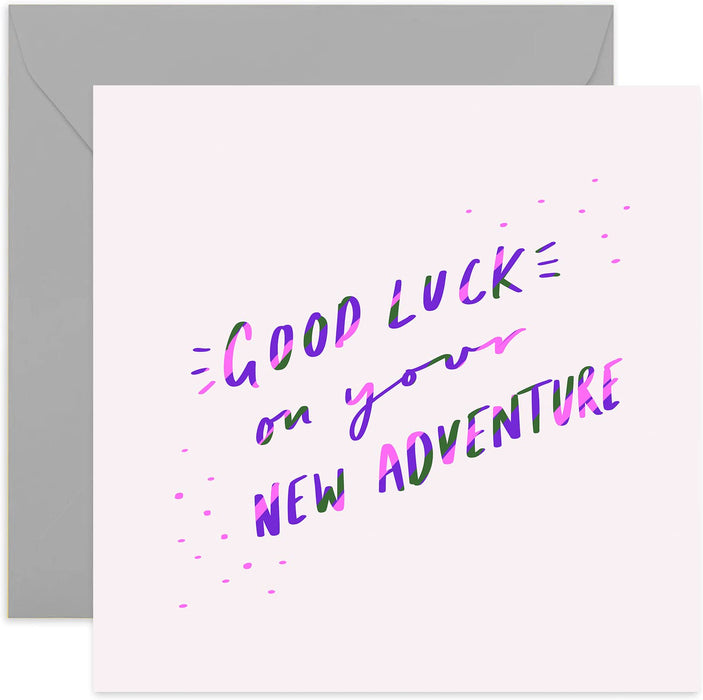 Old English Co. Good Luck New Adventure Card - Neon Purple New Job Card for Women | Cute Fun Design for Her, Sister, Niece, Daughter, Friend | Blank Inside & Envelope Included