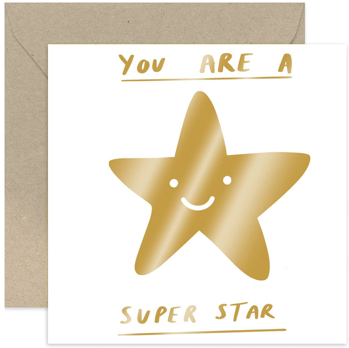 Old English Co. Cute Well Done Congratulations Card - Golden Super Star - Passed Exams, Driving Test, New Job, Back To School | Blank Inside with Envelope