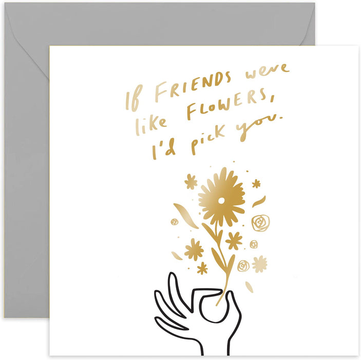 Old English Co. Like Flowers Friendship Day Card - Just Because Bestie BFF Greeting Card For Her | Birthday Card for Women Best Friends | Blank Inside & Envelope Included