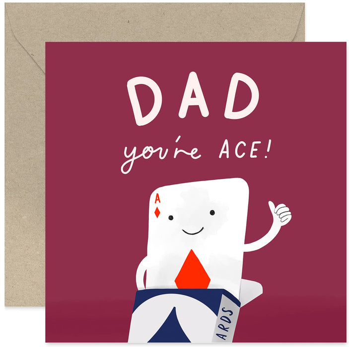 Old English Co. Dad You're Ace Birthday Card - Funny Cute Card Deck Father's Day Gift Card for Him | From Son, Daughter, Children | Blank Inside & Envelope Included