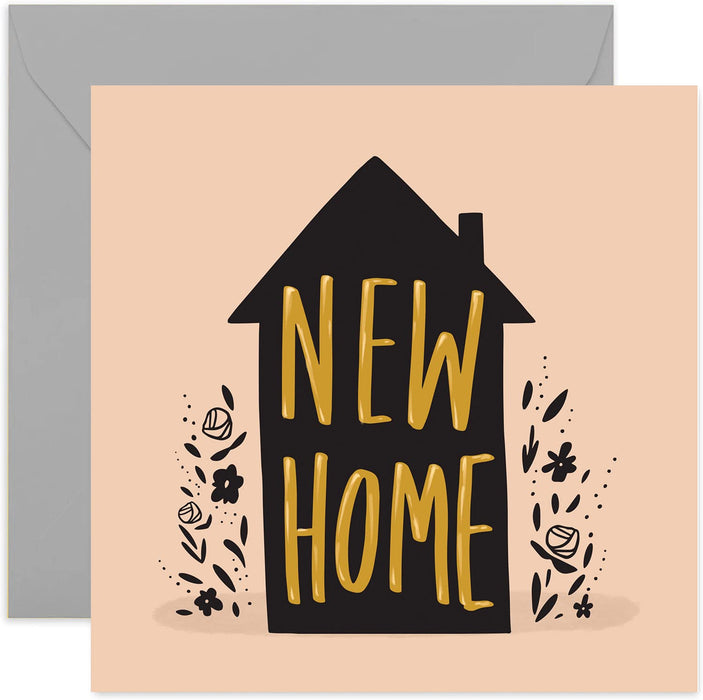 Old English Co. House New Home Card - Congratulations Housewarming Greeting Card For Men and Women | Fun Floral House Illustration For Family and Friends | Blank Inside & Envelope Included