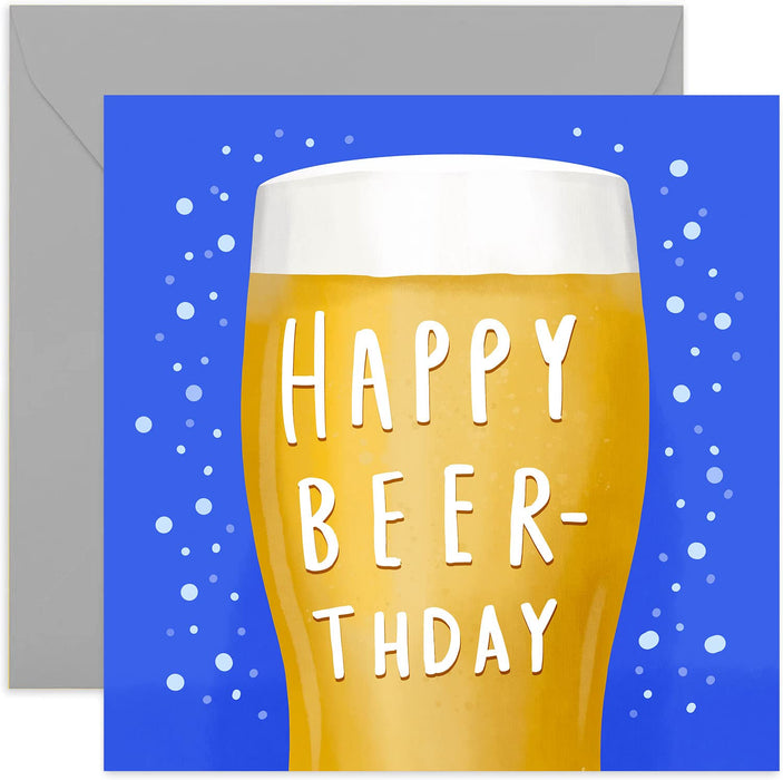Old English Co. Happy Beer Day Birthday Card - Funny Beer Birthday Card for Men | For brother, son, nephew | Blank Inside & Envelope Included