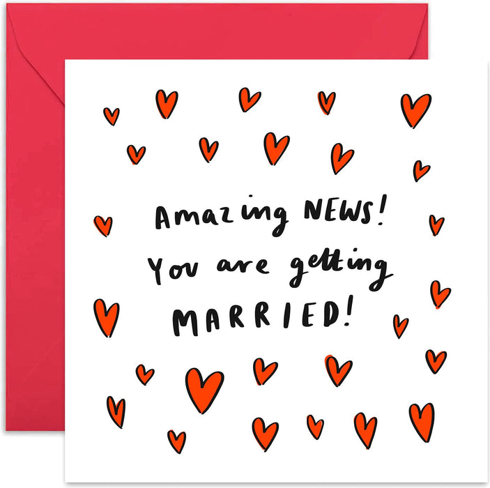 Old English Co. Amazing News Getting Married Greeting Card for Them - Wedding Engagement Announcement Congratulations Card | Blank Inside with Envelope