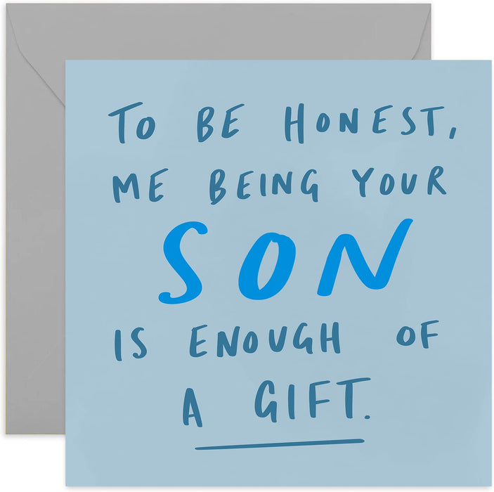Old English Co. Birthday Card for Mum Dad - Funny Humour Greeting Card for Mum or Dad | Joke Card for Parents from Son | Blank Inside & Envelope Included (Son)
