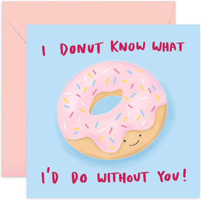 Old English Co. Donut Know What I'd Do Without You Cute Birthday Anniversary Card - Doughnut Valentine's Day Card for Boyfriend Girlfriend Fiance Wife Husband | Blank Inside with Envelope