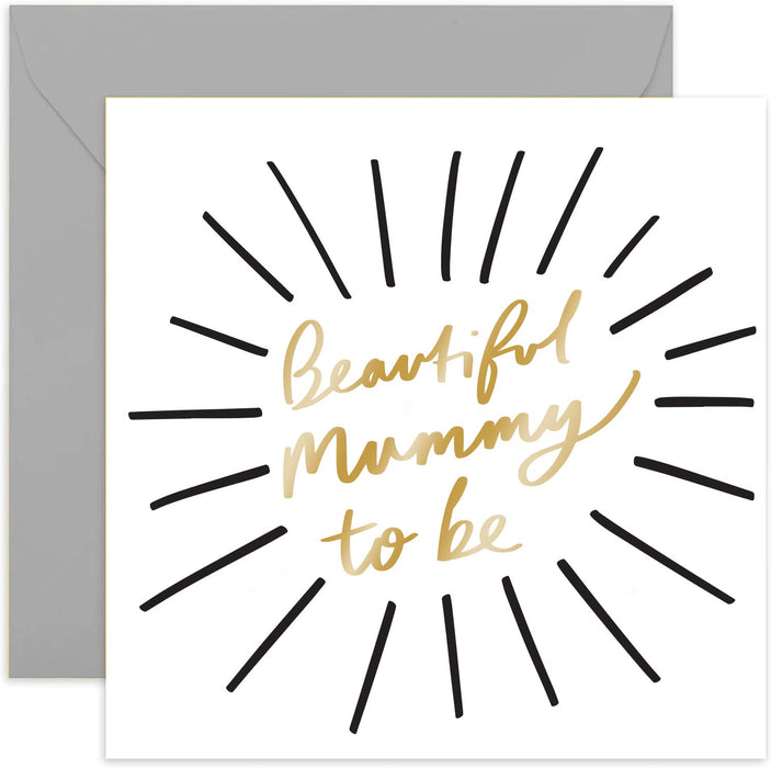 Old English Co. Beautiful Mummy To Be Baby Shower Card for Her - Gold Foil New Baby Greeting Card for Expecting Mother | Fun, Cute, Heartfelt Card for Woman | Blank Inside & Envelope Included