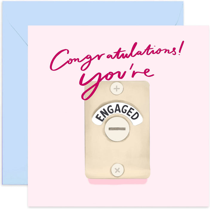 Old English Co. Congratulations Engagement Card - Fun Design Greeting Card for Him and Her | Celebrations for The Happy Couple | Blank Inside & Envelope Included
