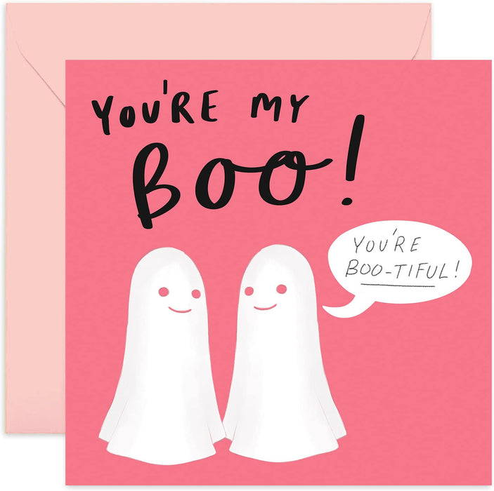 Old English Co. Cute Valentine's Day Card for Boyfriend Girlfriend - Funny Ghost Pun You're My Boo | Anniversary Card for Fiance Wife Husband Partner | Blank Inside with Envelope