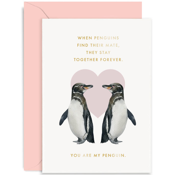 Old English Co. Penguin Wedding Anniversary Card for Husband and Wife - Cute Romantic Valentine's Day Card for Boyfriend Girlfriend Partner - You Are My Penguin | Blank Inside with Envelope
