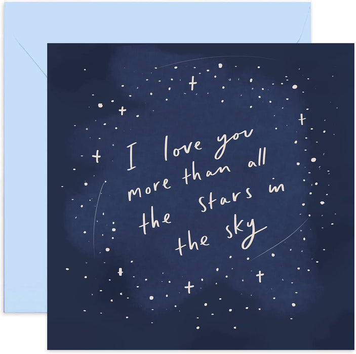 Old English Co. I Love You More Than All The Stars Anniversary Card - Cute Love Valentines Card for Other Half | Romantic for Boyfriend, Girlfriend, Husband, Wife | Blank Inside & Envelope Included