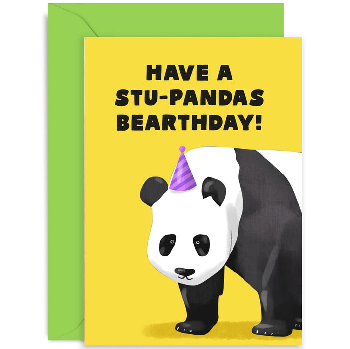 Old English Co. Funny Panda Birthday Card for Men and Women - 'Have A Stu-pandas Bearthday! Bear Pun Birthday Card for Him or Her | Blank Inside with Envelope