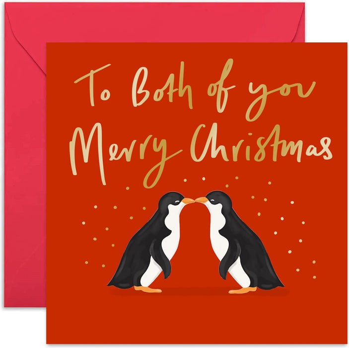 Old English Co. Special Couple Penguin Christmas Card - Fun Cute Seasons Greetings Festive Card for Mr and Mrs, Mum and Dad, Parents | Friends and Family | Blank Inside & Envelope Included