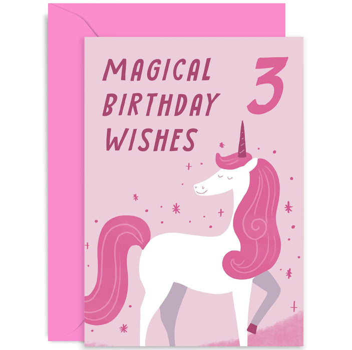 Old English Co. Fun Unicorn Magical Birthday Wishes Card for Daughter Her - Birthday Year Old Birthday Card for Girl Boy | Pink Unicorn Gift for Birthday Party | Blank Inside with Envelope (2nd)
