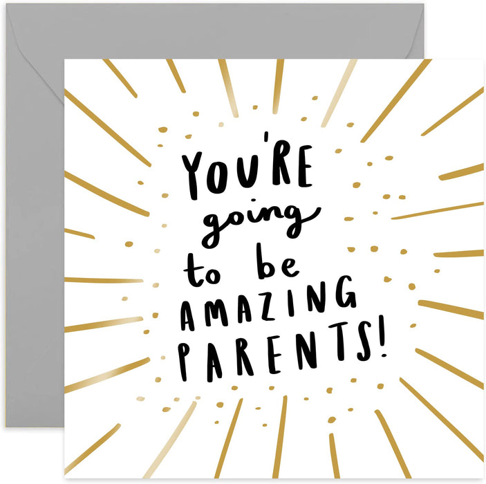 Old English Co. Going To Be Amazing Parents Card - Gold Foil Pregnancy Announcement | Parents To Be Welcome Little One | Blank Inside & Envelope Included