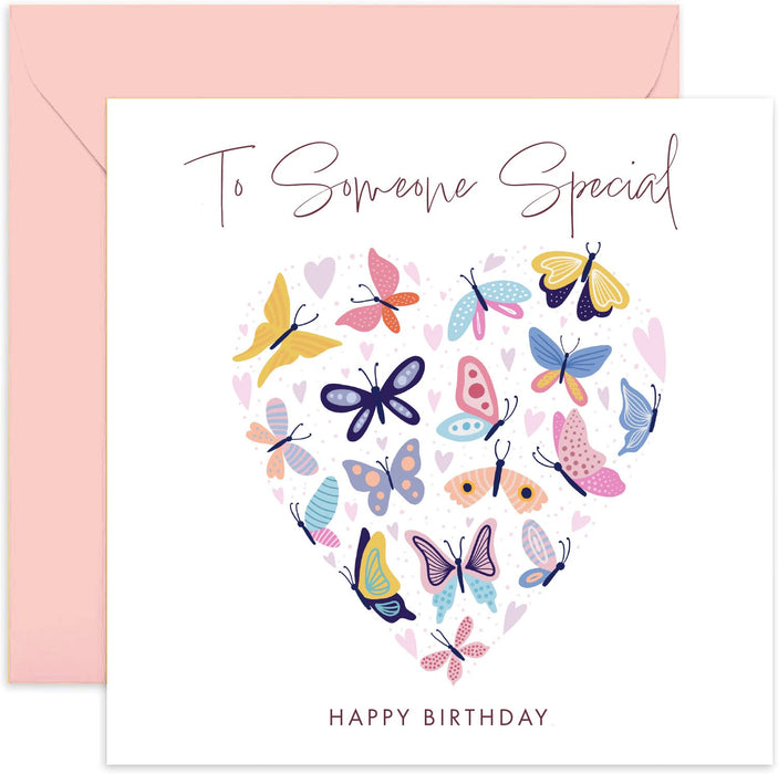 Old English Co. Butterfly Hearts Someone Special Birthday Card - 18th, 30th, 40th, 50th Adult Female Birthday Card for Best Friend | Birthday Cards For Women | Blank Inside & Envelope Included